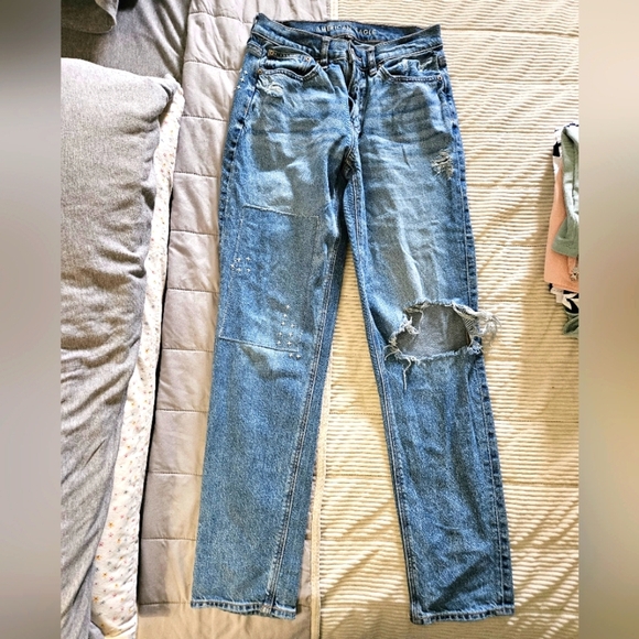 American Eagle Women's Blue Distressed Jeans Size 0 - Picture 1 of 16
